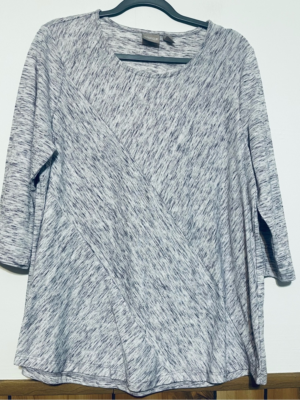 Chico's Heathered Light Gray Cross-Front Tunic